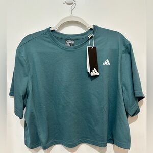 adidas  teal crewneck cropped tee